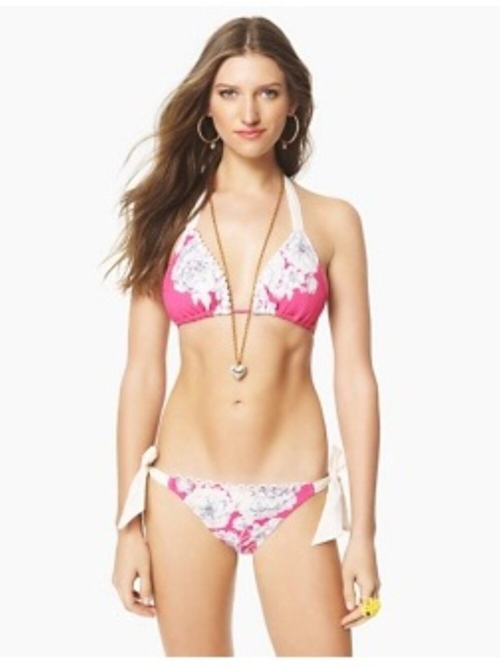 new JUICY COUTURE TEA ROSE YELLOW RIBBON BIKINI SMALL XS